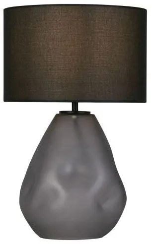 Lampada da tavolo devon 1lt, vetro perforato nero con lino nero