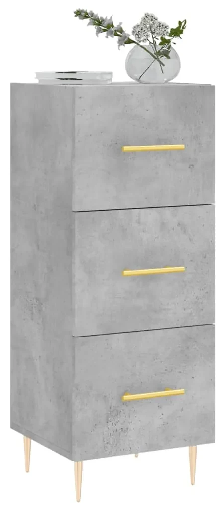 Credenza grigio cemento 34,5x34x90 cm in legno multistrato
