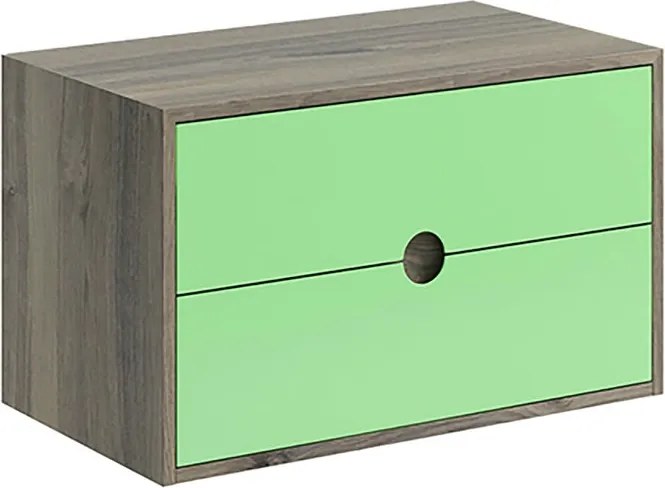Mobile da bagno sospeso sotto lavabo L 80 x H 48 x P 22 cm verde, 2 cassetti VISOBATH Kompas
