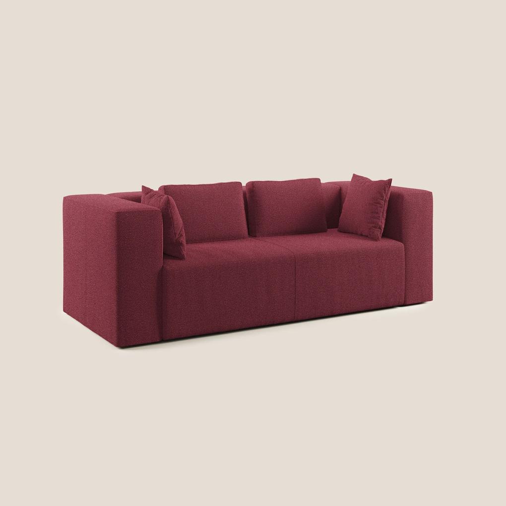 Nettuno divano moderno componibile in morbido tessuto bouclè T07 rosso 230 cm