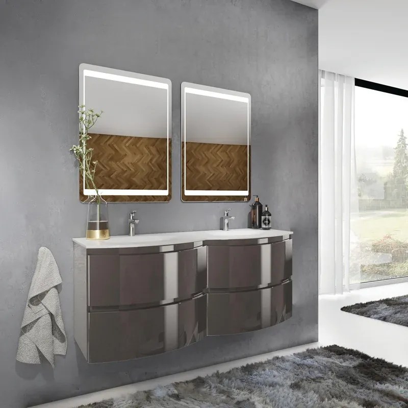 Mobile sottolavabo e lavabo Armonia per doppia vasca grigio scuro L 140 x H 56 x P 49 cm 4 cassetti