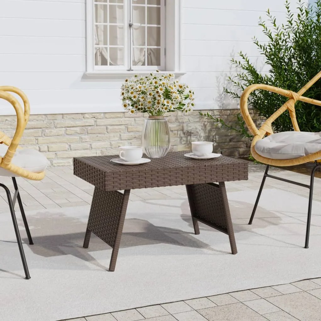 Tavolino pieghevole marrone 60x40x38 cm in polyrattan