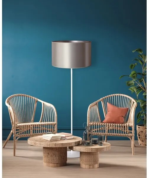 Duolla - Lampada con piedistallo CANNES 1xE27/15W/230V diametro 45 cm argento/bianco