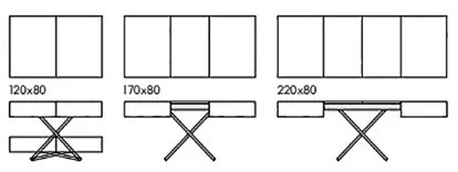Tavolino TURIX 120x80 cm in legno metallo cemento trasformabile