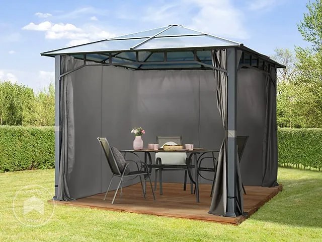 TOOLPORT Gazebo da giardino Hardtop Sunset Deluxe loft grigio, 3x3m - (300048)