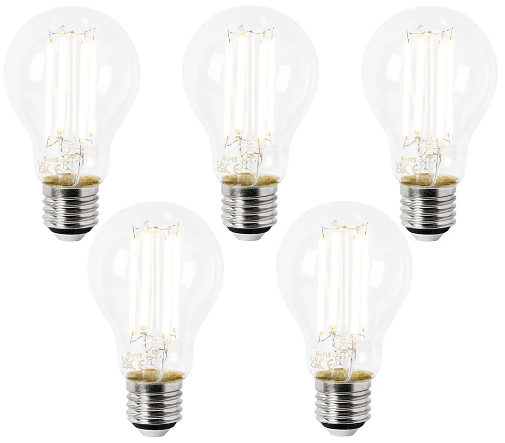 Set di 5 Lampada LED E27 A60 trasparente 2.2W 470 lm 2700K