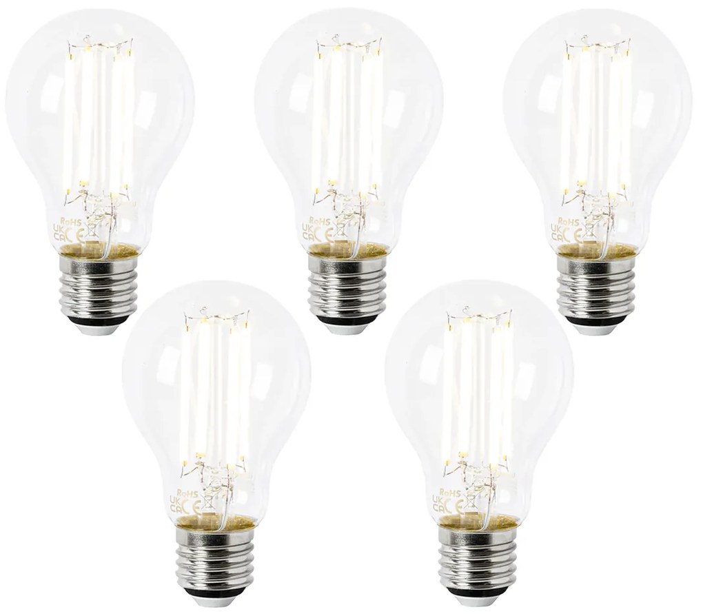 Set di 5 Lampadine LED E27 A60 Trasparente 2.2W 470 lm 2700K