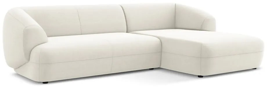 Divano angolare bianco (con penisola a destra) con rivestimento in velluto Moana – Makamii