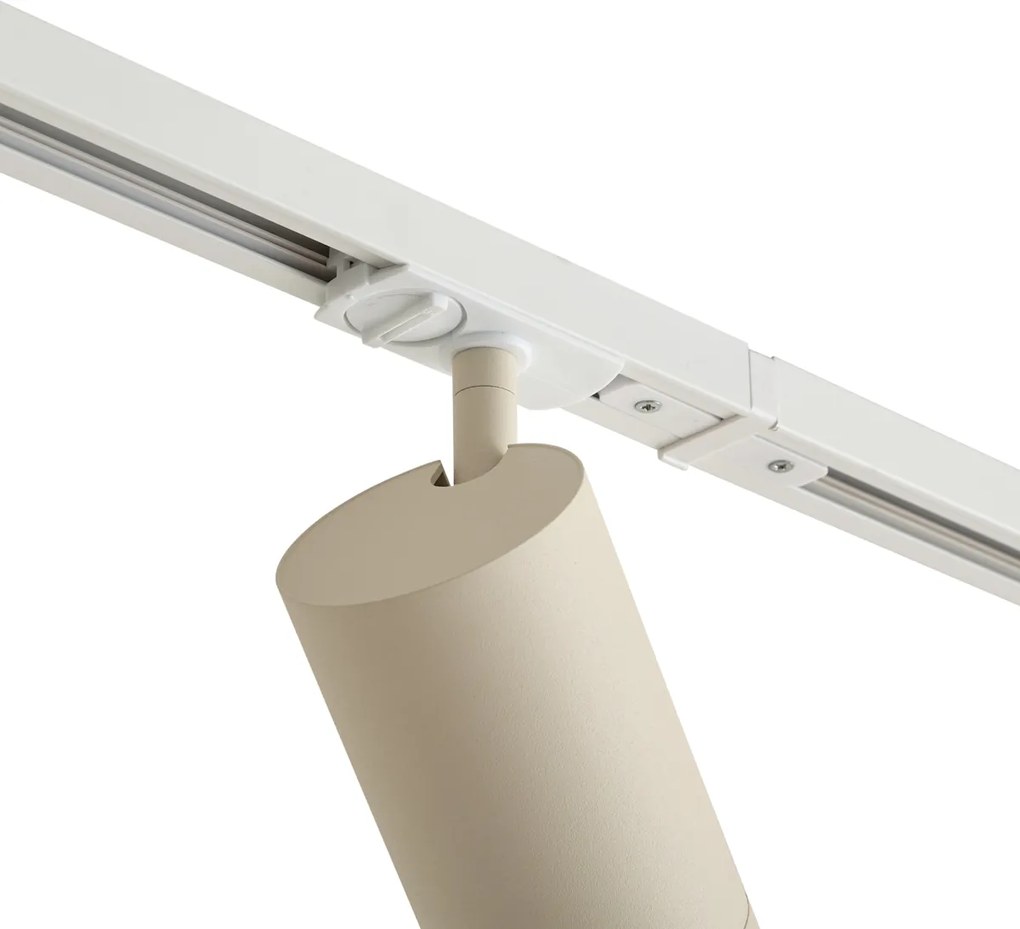 Sistema di illuminazione a binario moderno con 3 faretti bianco e beige 1 fase GU10 70mm - Iconic Jeana Luxe