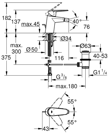 GROHE 33244002 - Miscelatore per bidet EURODISC COSMOPOLITAN DN 15 cromo lucido