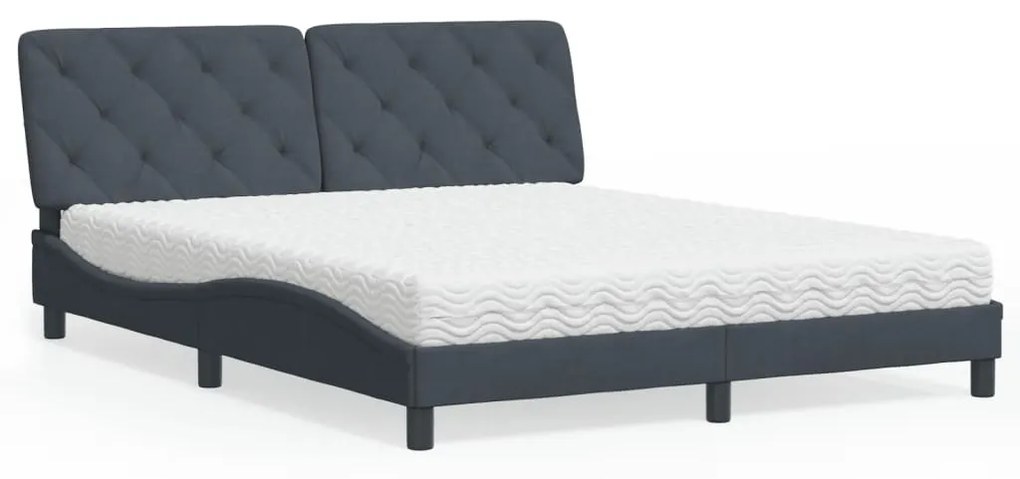 Letto Con Materasso Grigio Scuro 160x200 Cm İn Velluto /