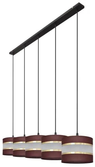 Lampadario a sospensione con filo HELEN 5xE27/15W/230V marrone/nero/oro