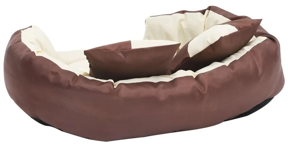 Cuscino per cani reversibile lavabile marrone crema 85x70x20 cm
