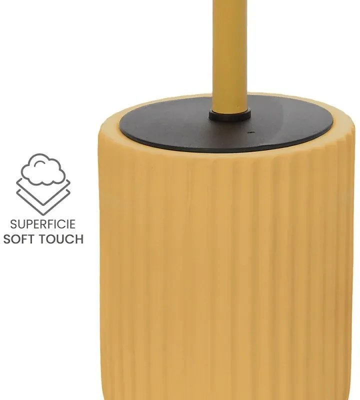 Scopino wc giallo in ceramica soft touch con setole nere Spring