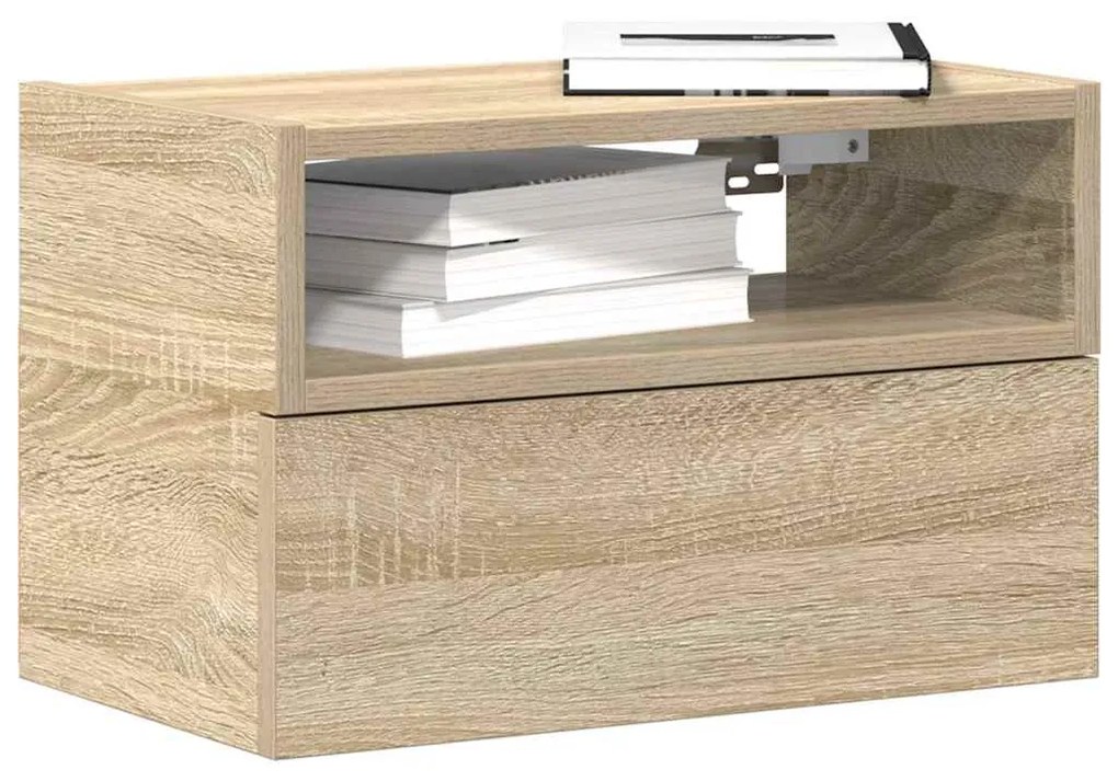 Comodini A Muro 2 Pz Rovere Sonoma 45x26x28,5 Cm /
