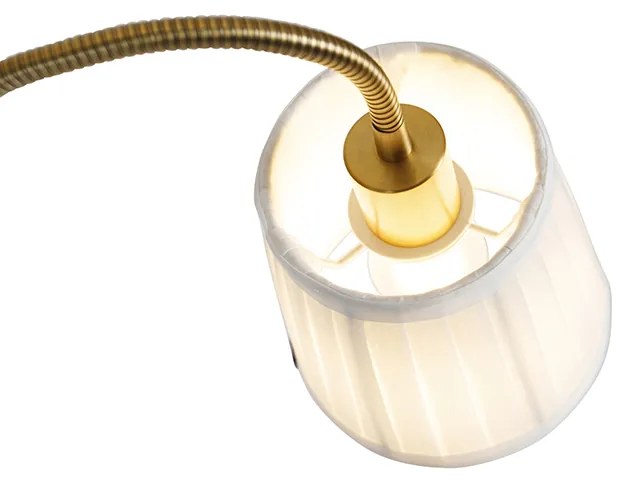 Lampada da terra classica bronzo con paralume in tessuto bianco e lampada da lettura - Retro
