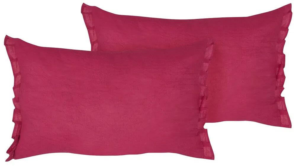 Set di 2 cuscini lino rosso 30 x 45 cm SASSAFRAS Beliani