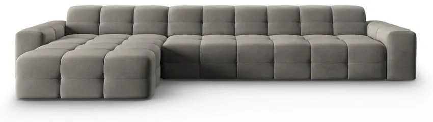 Divano angolare in velluto grigio (angolo sinistro) Kendal - Micadoni Home