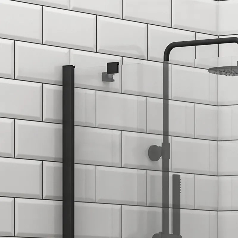 Doccia walk in 90 cm profilo nero con staffa diagonale | KS2800NT - KAMALU