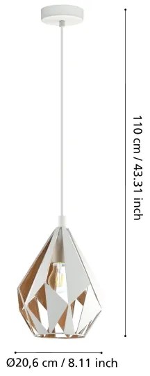 Eglo 43001 - Lampadario a sospensione con filo CARLTON 1xE27/60W/230V