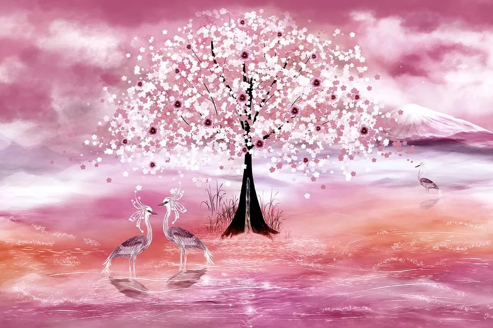 Carta da parati – Aironi sotto l'albero magico