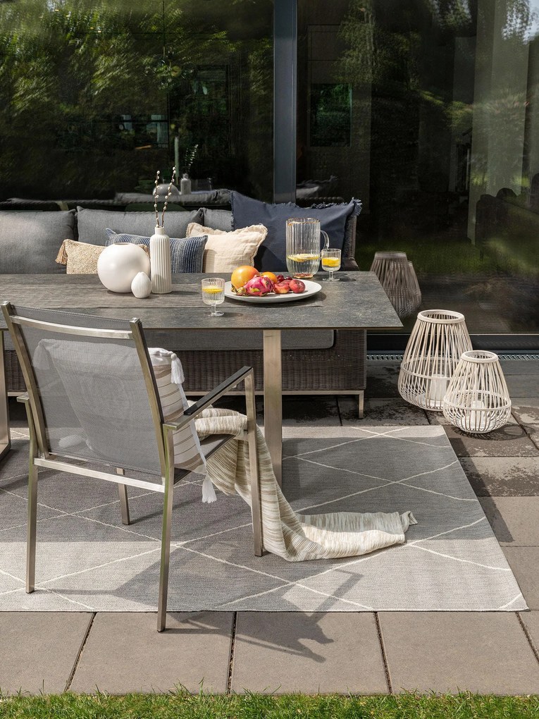 benuta Nest Tappeto per interno ed esterno Metro Grigio 140x200 cm - Tappeto outdoor per balcone, terrazzo e giardino