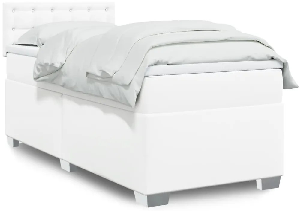 Giroletto A Molle Con Materasso Bianco 100x200 Cm İn Similpelle /