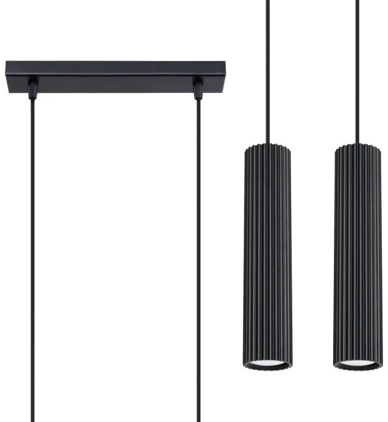 Sollux SL.1574 - Lampadario a sospensione con filo KARBON 2xGU10/10W/230V nero