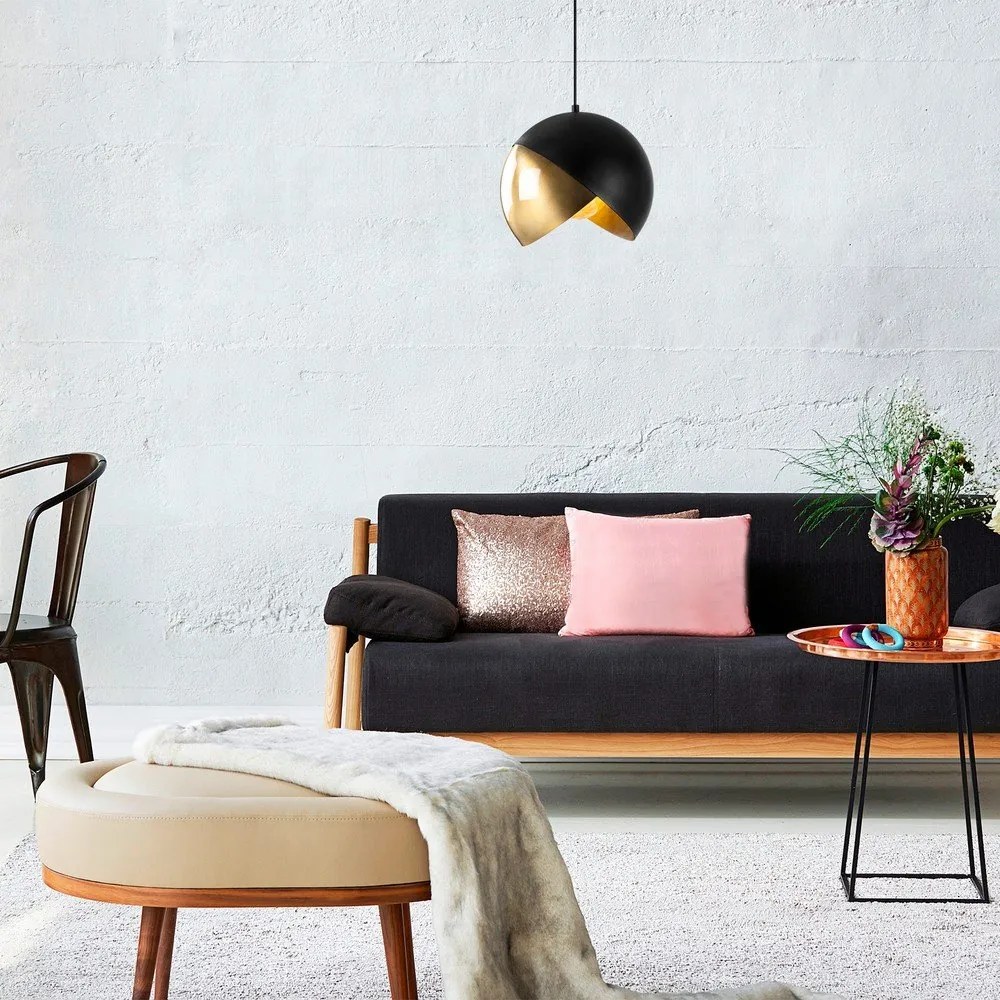 Lampadario nero/color bronzo con paralume in metallo ø 30 cm Pacman – Opviq lights