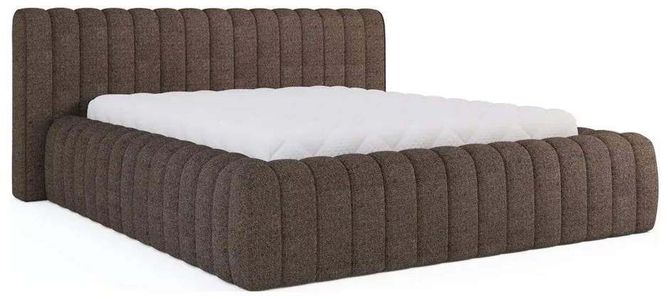 Letto matrimoniale imbottito marrone con contenitore e rete inclusi 160x200 cm Carilla – ELTAP