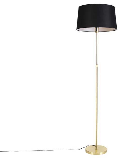 Lampada da terra oro/ottone con paralume in lino nero 45 cm - Parte