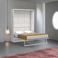 Letto matrimoniale a scomparsa Loft bianco 152x44x208H