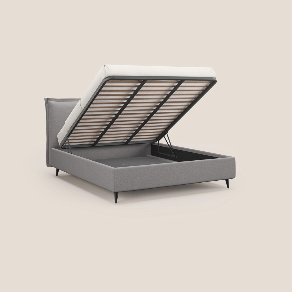Hans letto contenitore imbottito minimal in tessuto simil cotone impermeabile T19 grigio