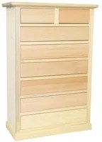 Cassettiera classica 8 cassetti in legno grezzo 87x40x125 - Mobili 2G