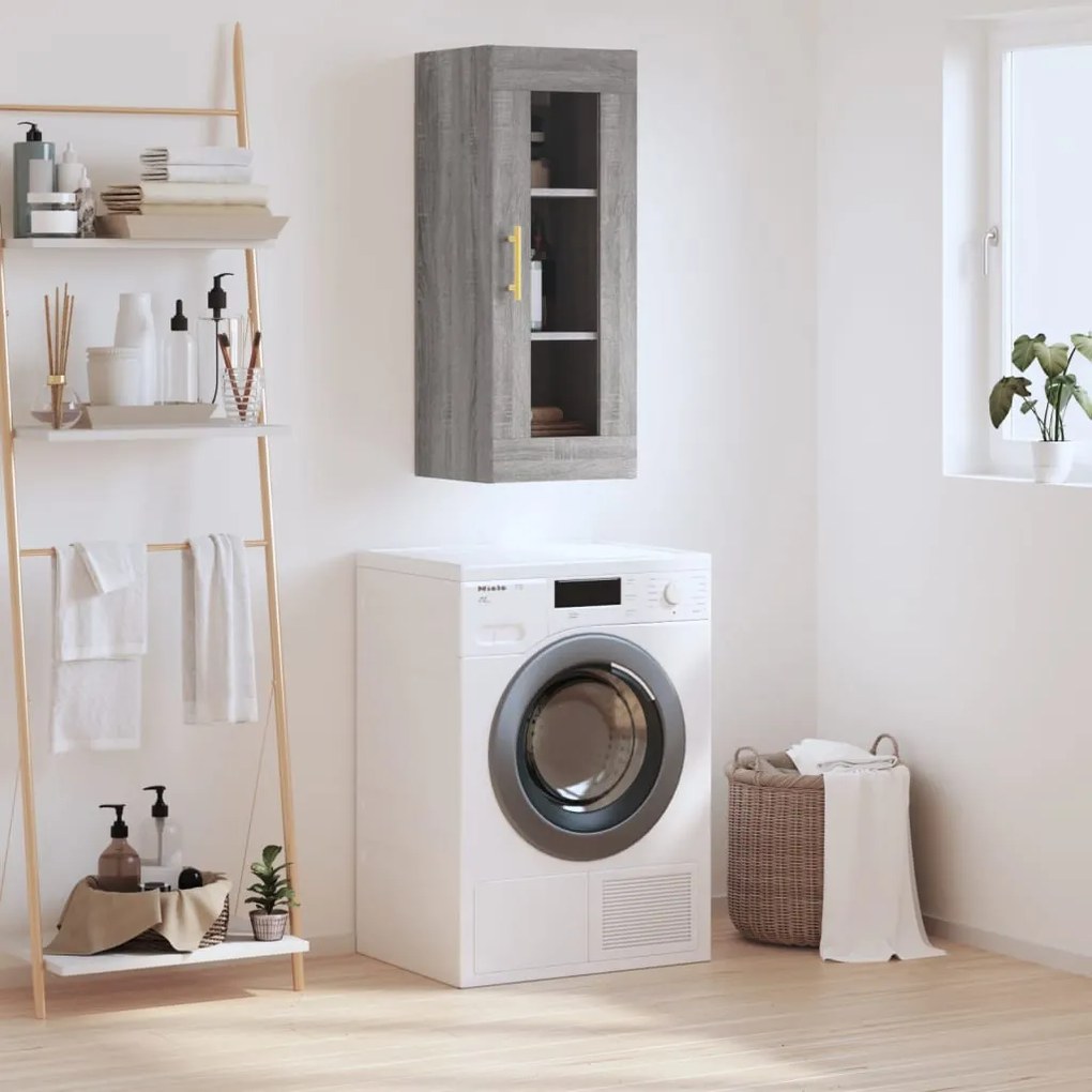 Mobile A Parete Grigio Sonoma 34,5x34x90 Cm /