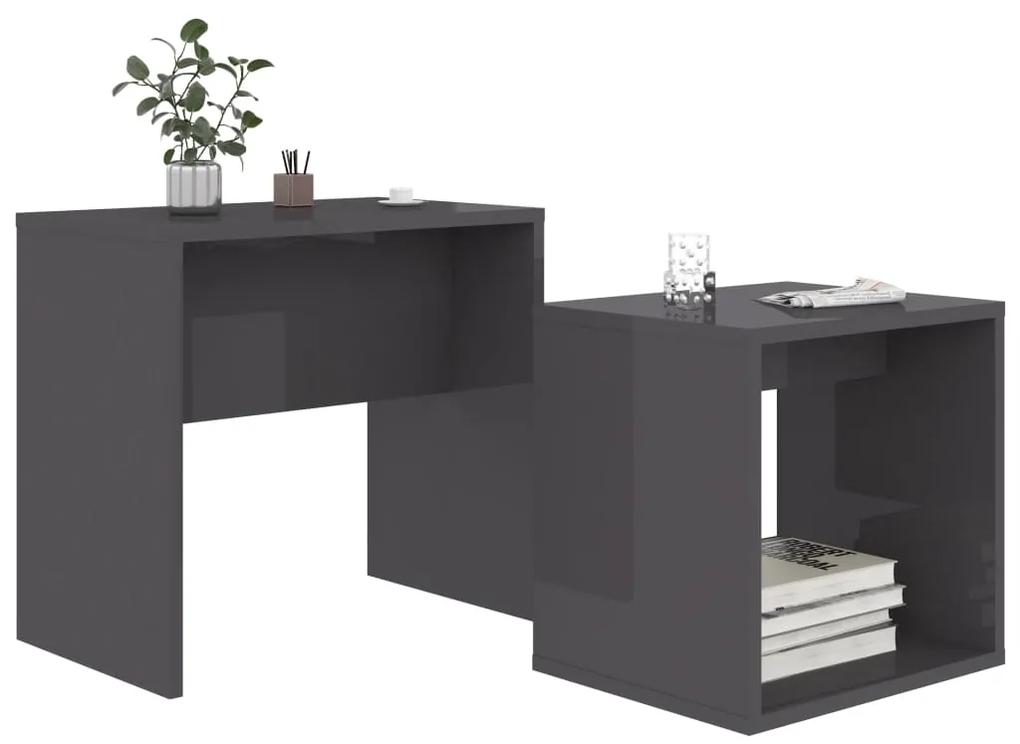 Set tavolini da caffè grigio lucido 48x30x45 cm in truciolato