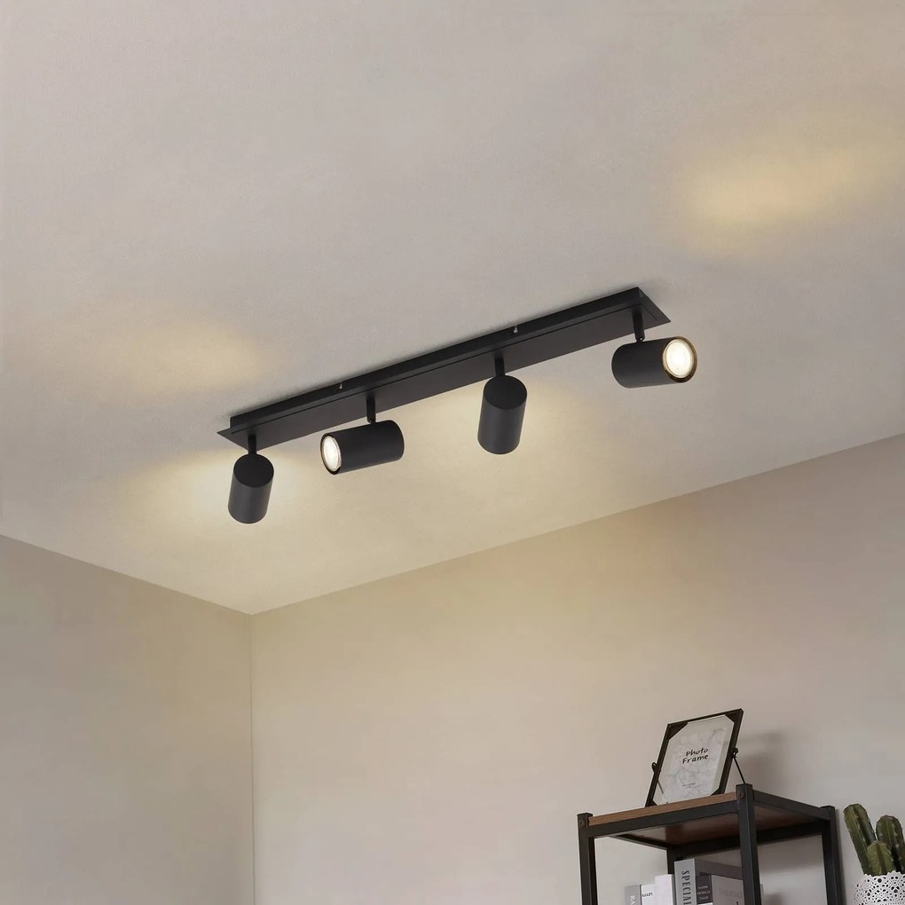 Faretto da soffitto Lindby Joffrey, 70 cm, nero, a 4 luci, GU10