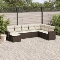 Set Divani da Giardino 8 pz con Cuscini Marrone in Polyrattan 3219353