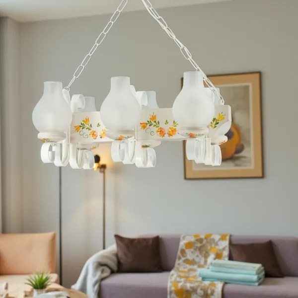 Brilagi - Lampadario a catena QUEEN 6xE14/40W/230V faggio/crema