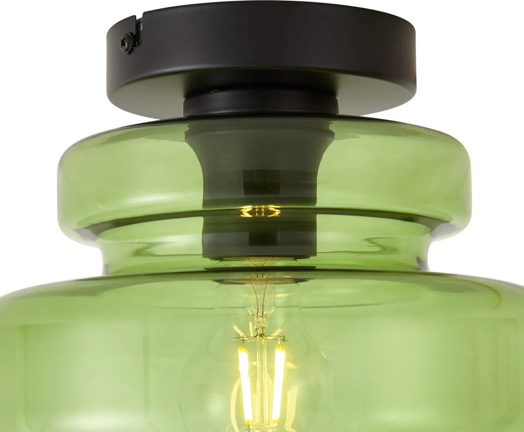 Plafoniera retrò nera con vetro verde - Denise