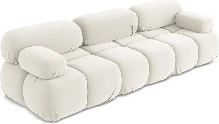 Divano componibile bianco con rivestimento in velluto 285 cm Lokua – Makamii