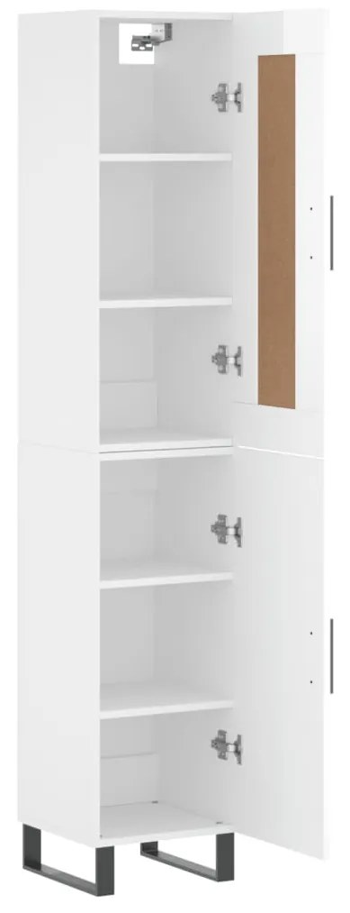 Credenza 34,5x34x180 cm in legno multistrato bianco lucido