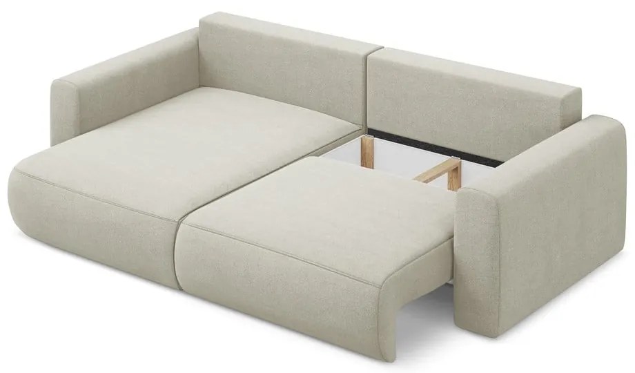 Divano angolare beige allungabile/con contenitore (con penisola a sinistra/con chaise lounge) Kapua – Makamii
