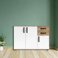 Credenza rovere bianco 3 ante e 2 cassetti 120x32x83 Mosso MO4