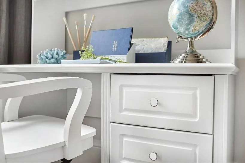 Scrivania con libreria integrata di colore bianco in stile provenzale PRINCESS 815-Arrediorg.it