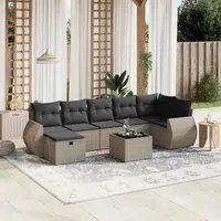 Set Divano da Giardino 8 pz con Cuscini Grigio in Polyrattan 3264136