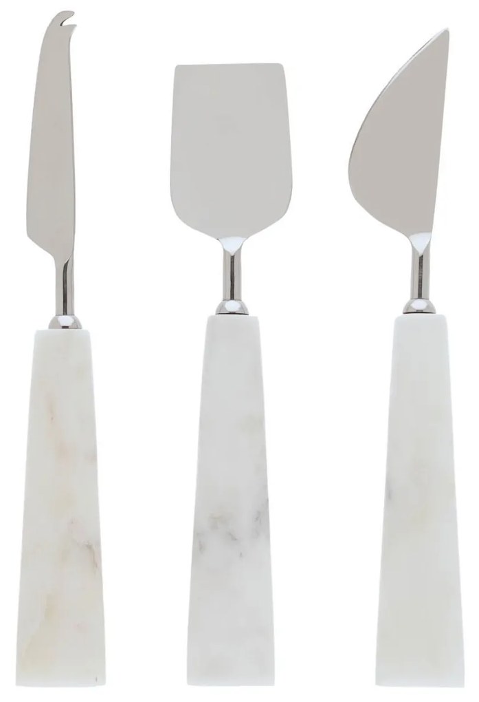 Kave Home - Set posate Bluma per formaggi in marmo bianco