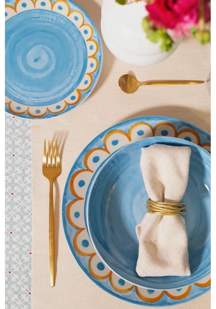 Set di 6 piatti piani piani in porcellana azzurro ø 27 cm Tangeri blue - Villa Altachiara