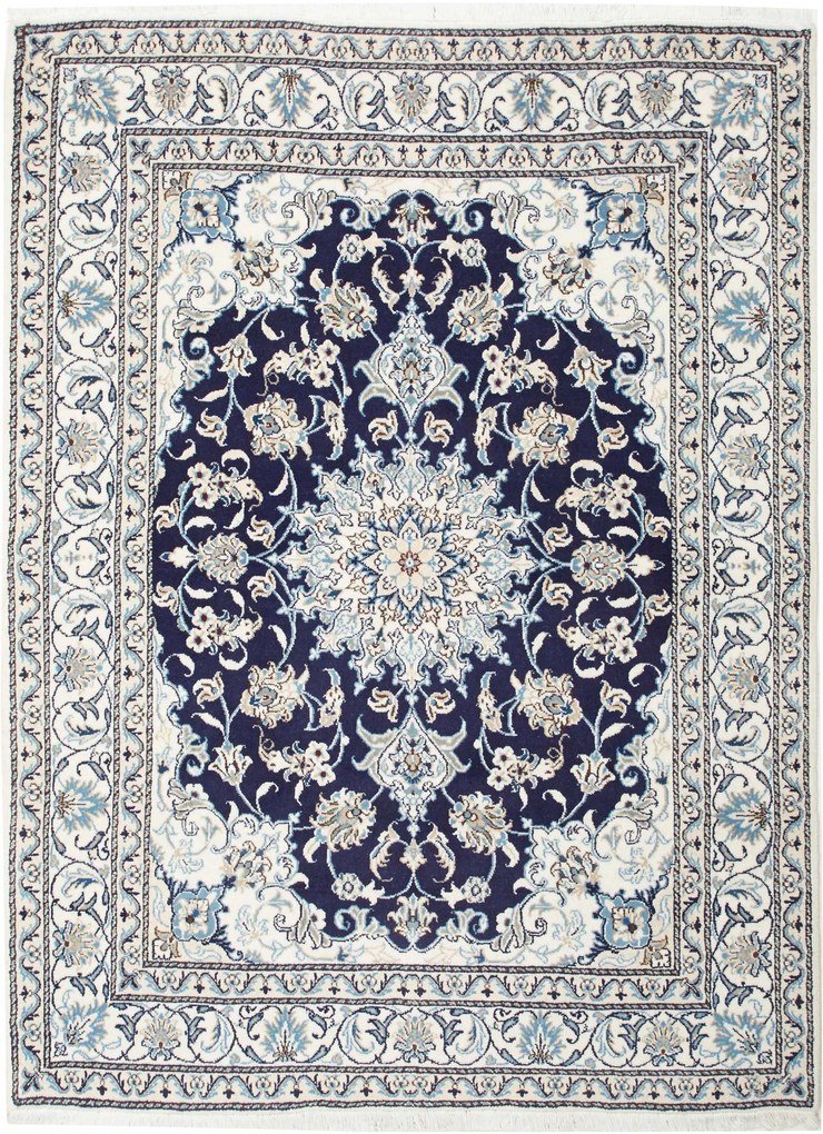 Nain Tappeto 200x150 Blu (Iran) Annodato A Mano