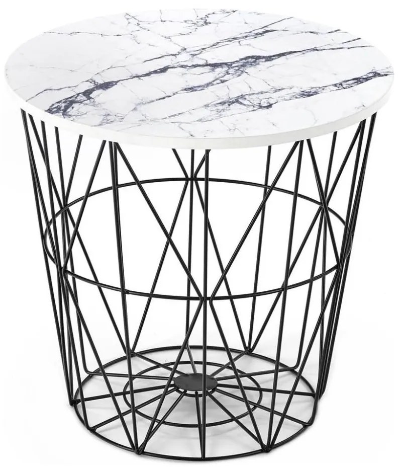 Tavolino HARISSA 41x42 cm nero/bianco marmor decor